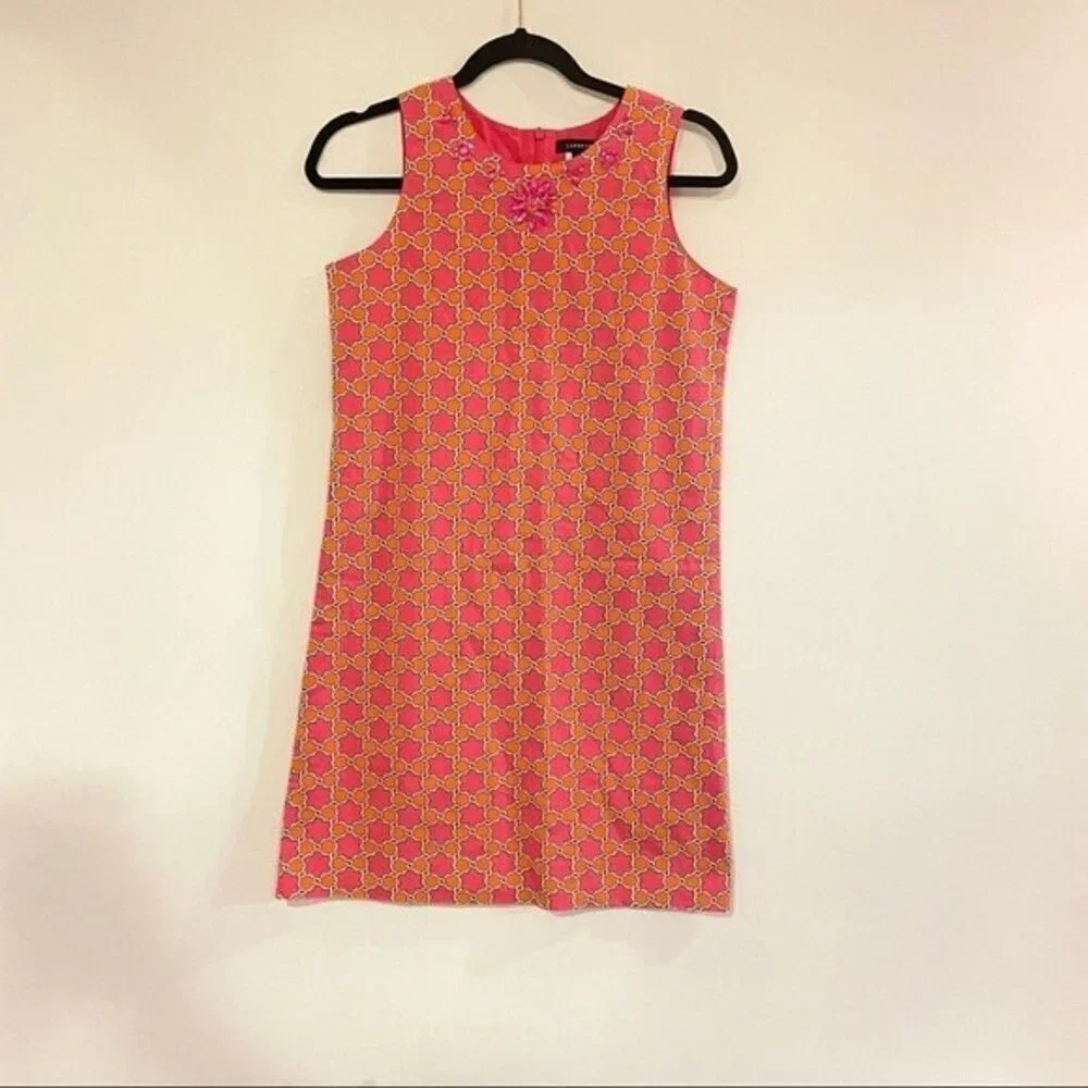 LANDS END | hot pink/orange A-line dress  size girls 14